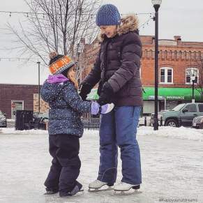 Ice skating in the winter time