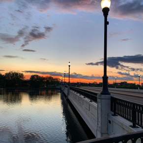View stunning sunsets over the Wisconsin River in Stevens Point, WI.
