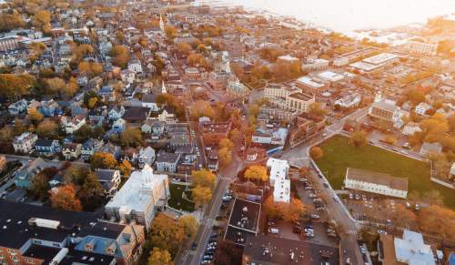 Aerial Fall Newport RI Broadway