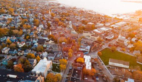 Aerial Fall Newport RI Broadway