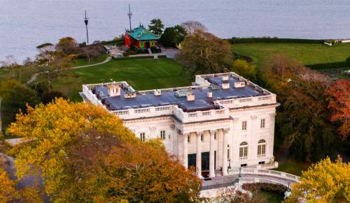 Marble House Drone Aerial Fall Bellevue Ave