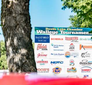 Devils lake summer 2022 - Walleye Festival sign