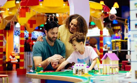 Mom, dad and son enjoying Legoland Birmingham