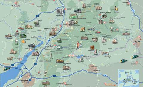 An illustrated map showing the Cotswolds Plus LVEP area