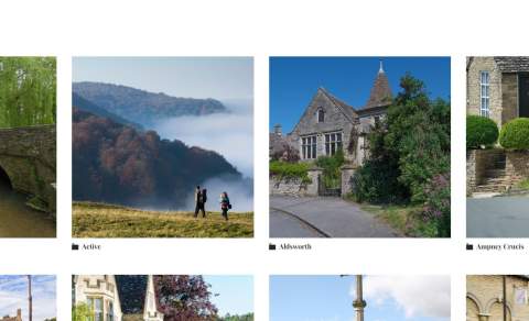 A screenshot of the Cotswolds Image Library showing folders of photos