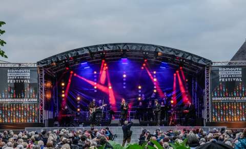 Sidmouth Jazz Fest photo of a stage with performance going on