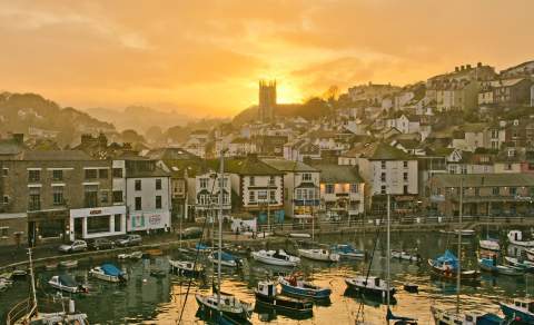 brixham marinaphpto at sunset