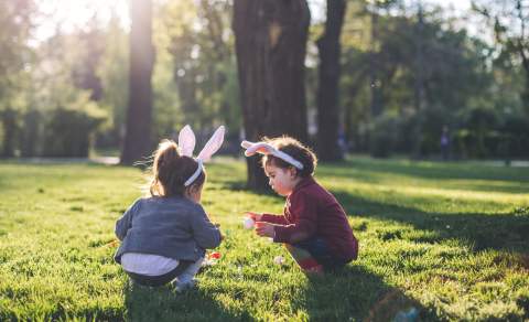 two children at easter