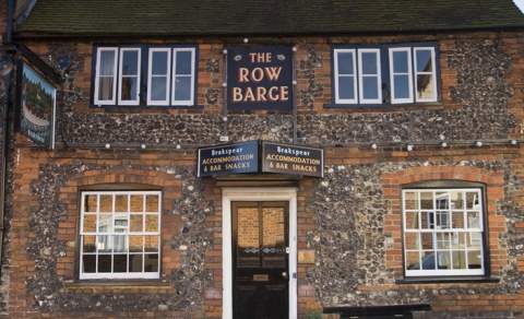 Front view of the The Row Barge pub