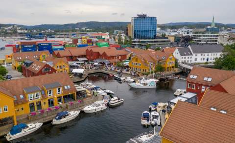 Dronebilde av Kristiansand