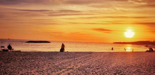 sunset over the beach