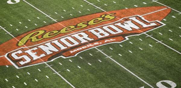 football field with Reese's Senior Bowl logo