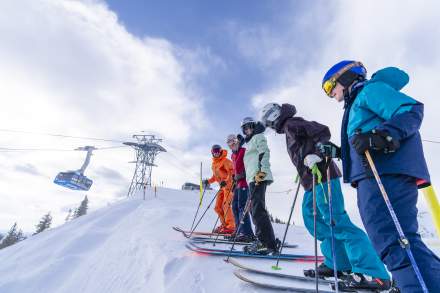 Skiers at Snowbird Resort, UT.