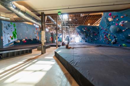 The Bouldering Project rock climbing area at evo