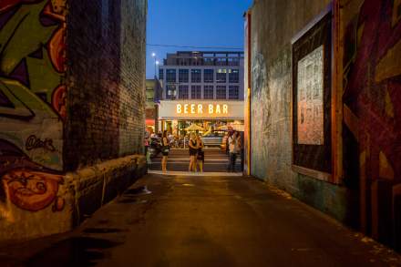 View of Beer Bar at night