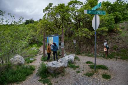 Couple hiking in Memory Grove & City Creek Canyon