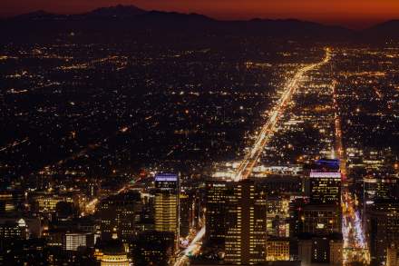 Downtown Salt Lake at night looking south down mainstreet