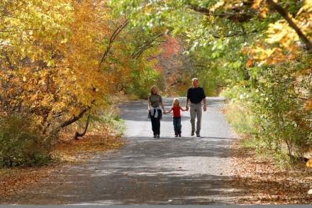 Family Walking in the Fall in the Canyons