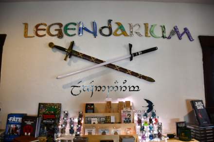 Signage and crossed swords at The Legendarium