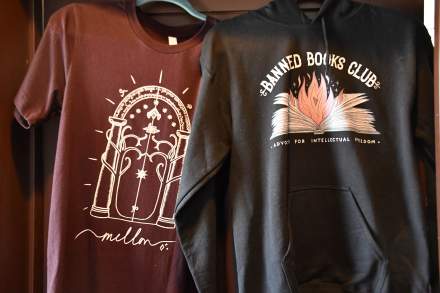 Banned Books Club and Tolkien-themed shirts at The Legendarium