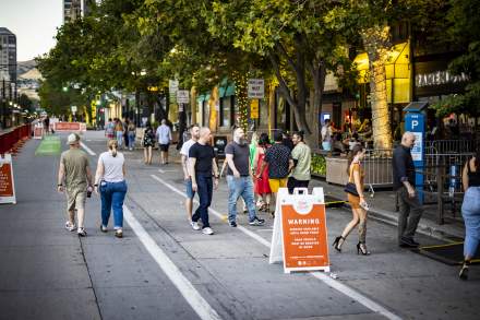 Checking out the bars and restaurants on Main Street during 2022’s Open Street exhibition.