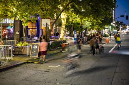 Bikes and pedestrians stroll through Main Street during 2022’s Open Streets.