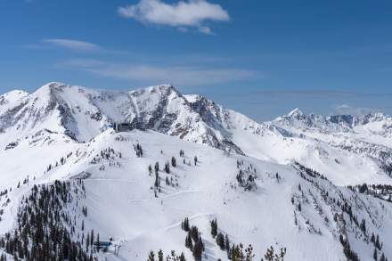 A bird’s eye view of Snowbird’s intermediate trail, Upper Chip Run.