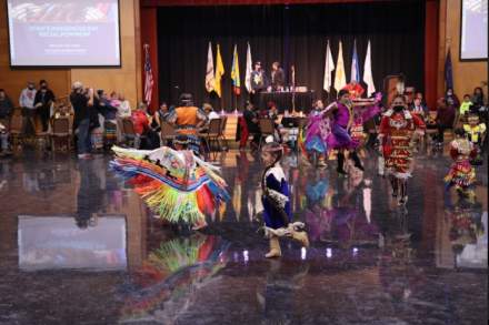 Youth dancers perform at Utah Division of Indian Affairs’ Utah Indigenous Day Social Powwow.
