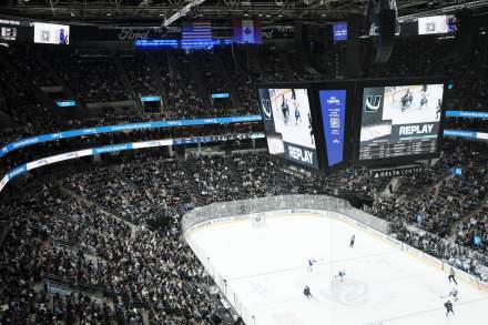 The Mammoth Utah Hockey club at the Delta Center.