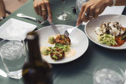 Appetizers on plates at a restaurant