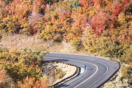 Biker riding up Emigration Canyon