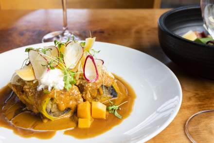 The Spaghetti Squash Enmoladas at SLC Eatery