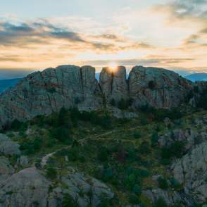 Aerial shot of Horsetooth Rock