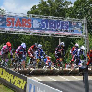 BMX Bikers at the starting line of a race