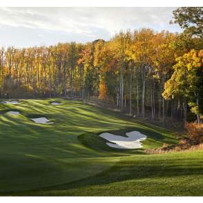 fall foliage at a golf course