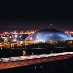 Tacoma Dome at night