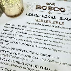 Bar Bosco Gluten Free menu