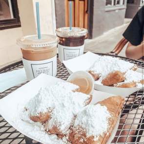 Beignets with powdered sugar