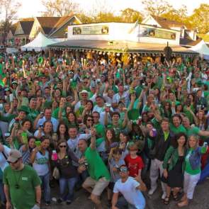 large group of people in St. Patrick's Day clothing