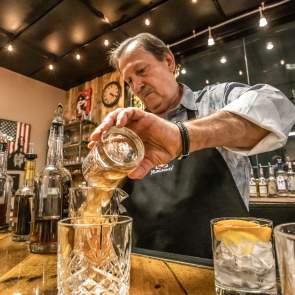 Bartender preparing drink