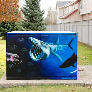 Ocean scene painted on shock box