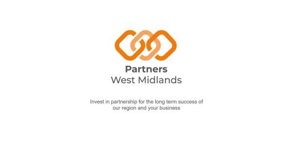 The Partners West Midlands logo, followed by the mission statement "Invest in partnership for the long term success of our region and your business."