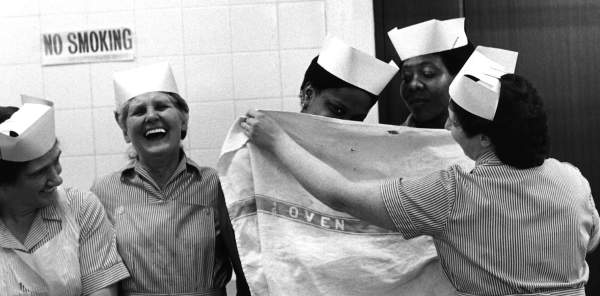 Dinner Ladies, Birmingham, UK, 1984, from the series Schwarz Flaneur. Pogus Caesar/OOM Gallery Archive.