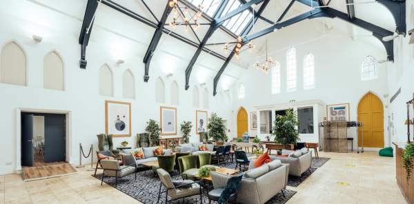 High arched ceiling and interior of Fazeley Studios, Digbeth, Birmingham