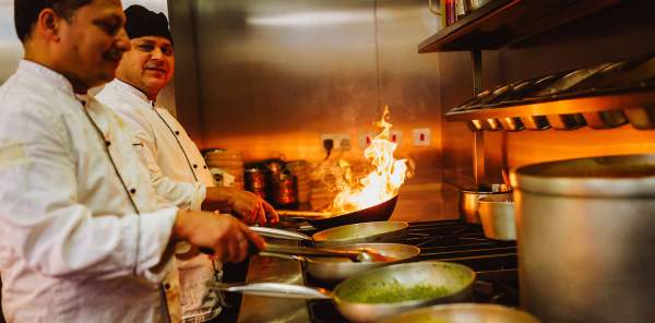 Cooking a balti at The Vine