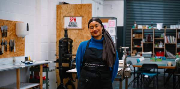 VB - Haseebah in her studio