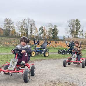 Kids on bikes at Springside Farm