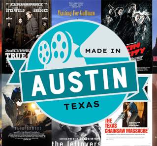 Made in Austin logo with film posters