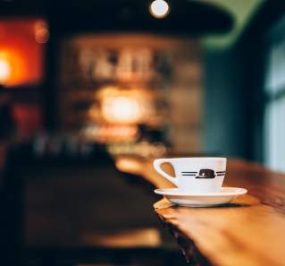 Coffee on the bar at Houndstooth Coffee.
