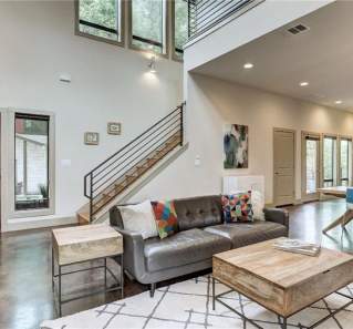 Entryway of a modern, home in Austin, Texas as an example of a residential film set.